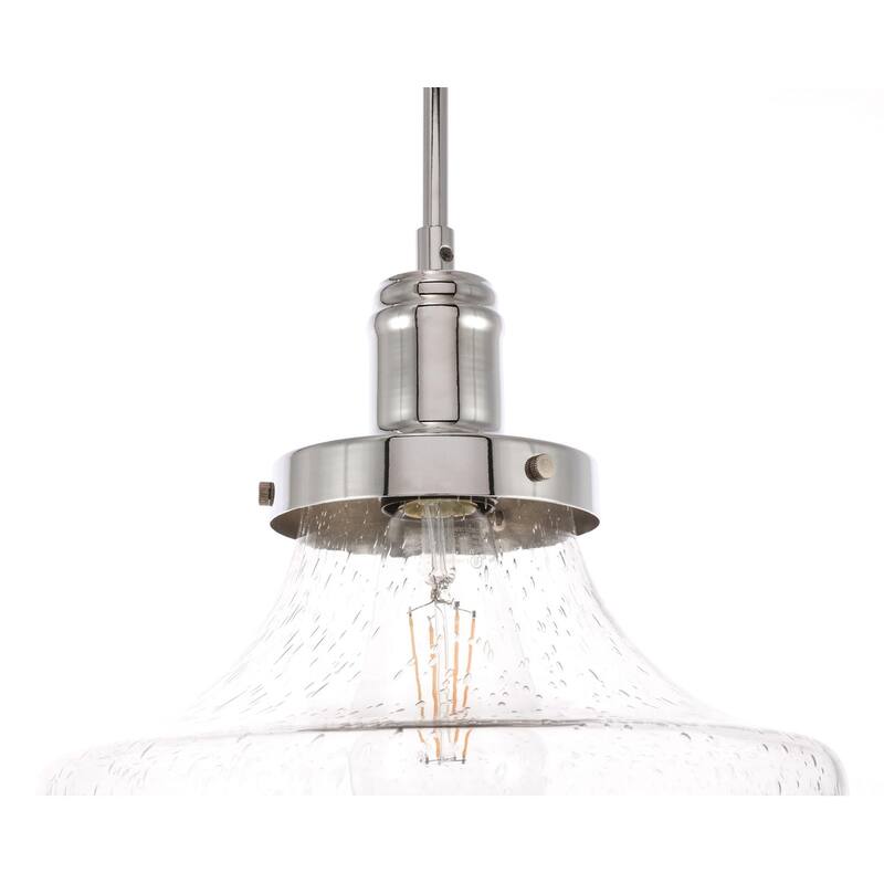 Klyli 11-inch 1-light Clear Seeded Glass Hanging Pendant
