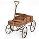 preview thumbnail 22 of 30, Gymax Garden Plant Planter Wooden Wagon Planter W/ Wheel Garden Yard - 24.5'' x 13.5'' x 24''