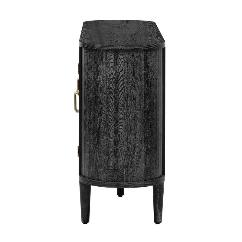 60''W Farmhouse Wood Buffet Sideboard Cabinet with Storage with Glass Doors and Adjustable Shelves - N/A