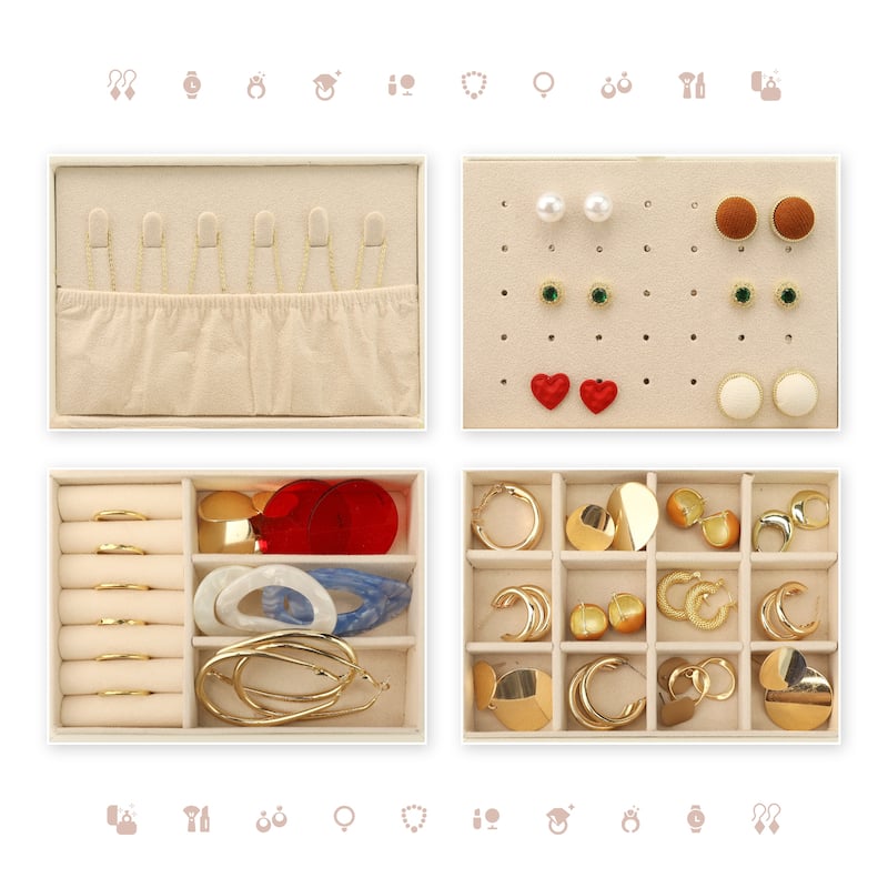 2 Layer Jewelry Box for Women Girls Birthday Gifts, PU Leather Jewelry Organizer Case Storage Display for Earring Necklace