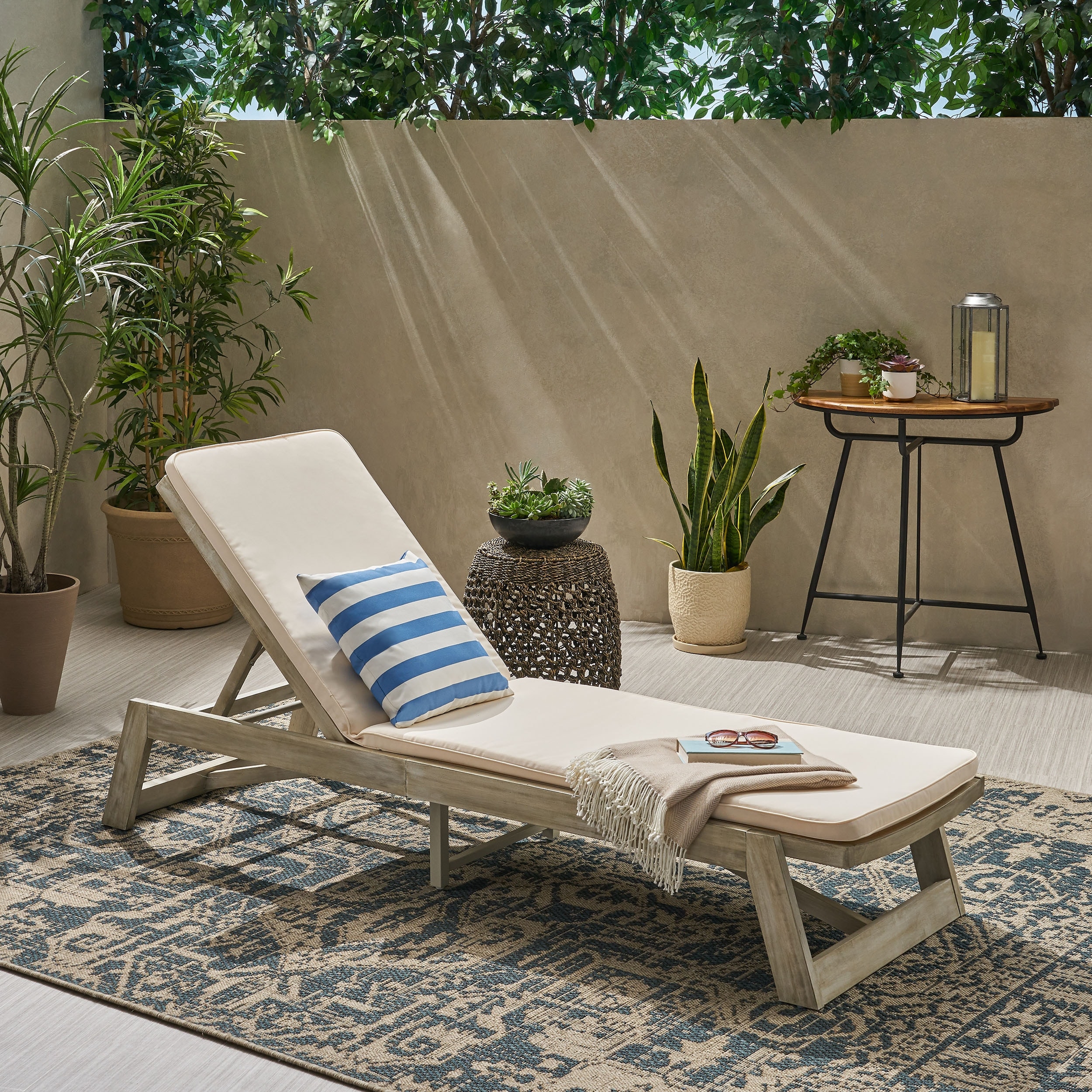 Christopher knight home ariana acacia outdoor wood chaise deals lounge with cushion