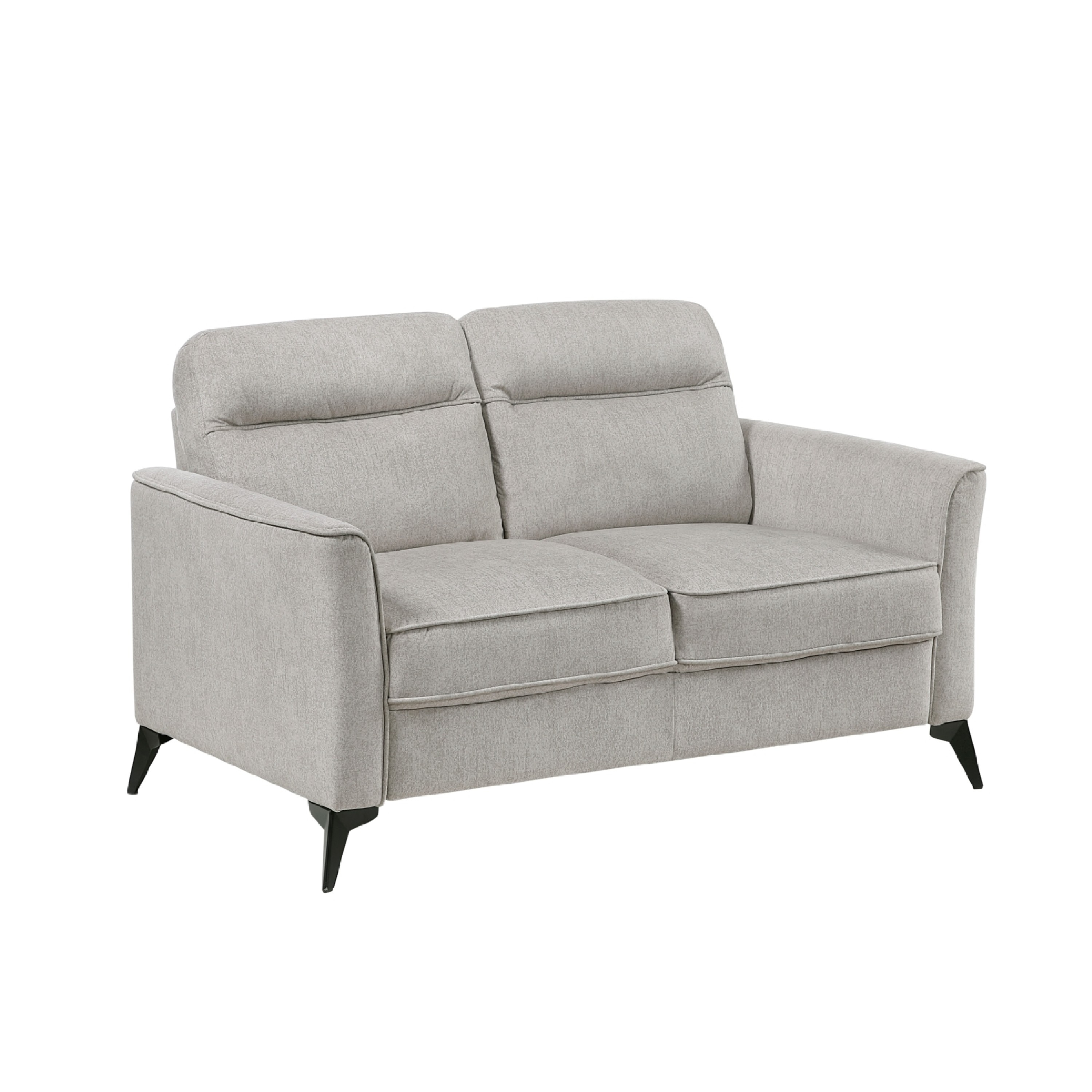 Teli Loveseat, Light Tan Brown Microfiber, Black Metal Legs, 57 Inch