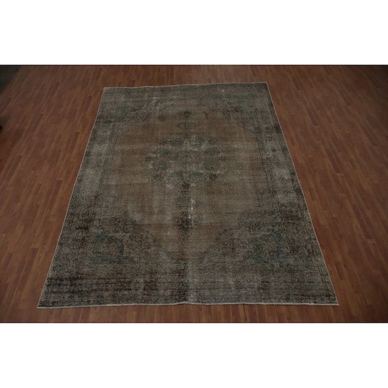 Hand Knotted Oriental 100% Wool Carpet Traditional Medallion Brown Tabriz Area Rug - 12' 10'' X 9' 1''