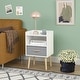 preview thumbnail 14 of 28, Nightstand With Collapsible Fabric Drawer, 2-Tier Storage End Table, Wood Side Table with Storage Cabinet for Bedroom