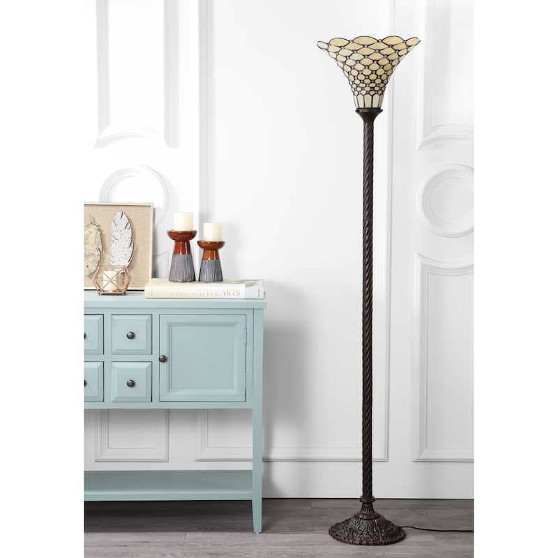 Lee Tiffany-Style 70" Torchiere LED Floor Lamp, Bronze by JONATHAN Y - 70" H x 15" W x 15" D - 70" H x 15" W x 15" D