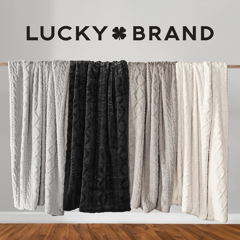 Lucky Brand Embossed Cable Rabbit Synthetic Fur 50" x 70" Throw Blanket