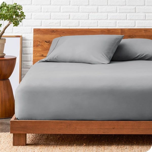 slide 2 of 27, Bare Home Deep Pocket Fitted Sheet & Pillowcase Set, Hypoallergenic Full - Light Grey