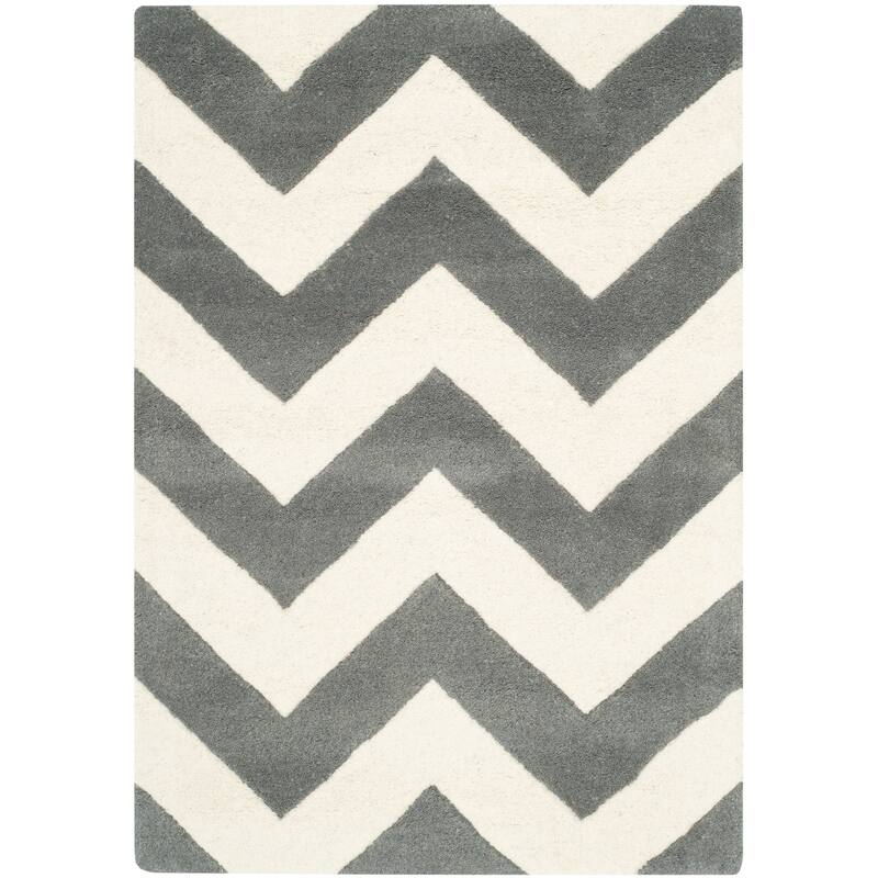SAFAVIEH Handmade Chatham Traudel Modern Moroccan Wool Rug - 2'3" x 5' - Dark Grey/Ivory