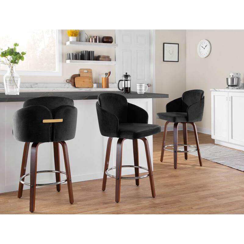 Dahlia Counter Stool with Walnut Wood (Set of 2)