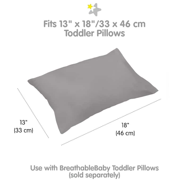 BreathableBaby Cotton Percale Pillowcase, For 13" x 18"/33 x 46 cm Toddler Pillow, Solids (2-Pack)