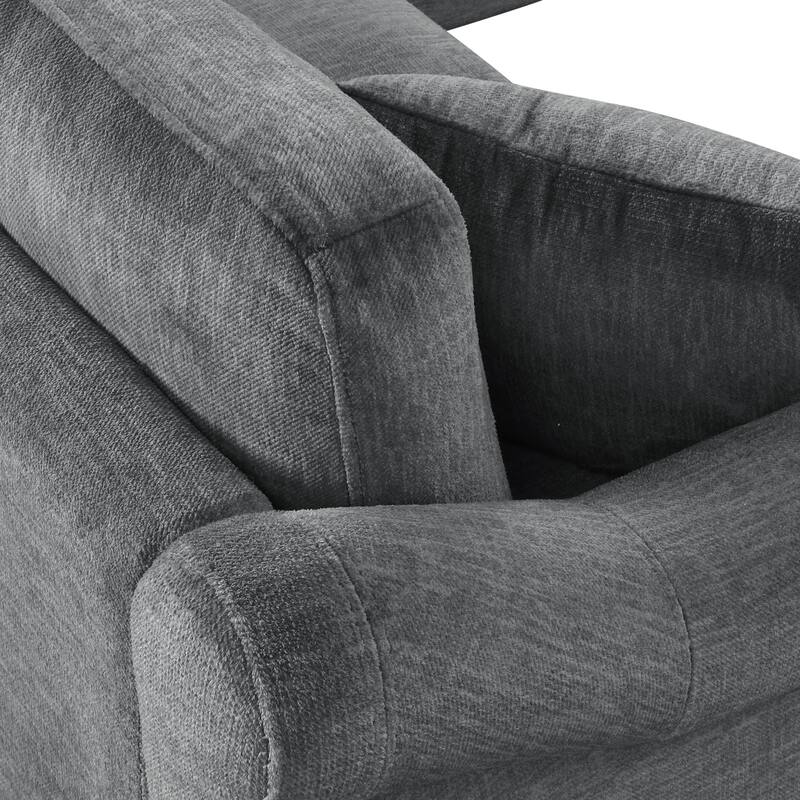 4-piece Sectional Sofa with Movable Storage Ottoman, Dark Gray Chenille for Living Room