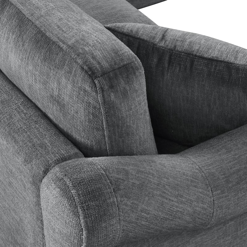 Sectional Sofa 111.8" U-shaped Sofa, Chenille Upholstered Sofa Couch with Movable Storage Ottoman for Living Room