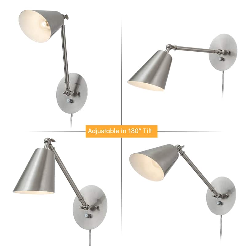 C Cattleya 1-Light Brushed Nickel Dimmable Adjustable Swing Arm Wall Sconce Indoor Wall Light