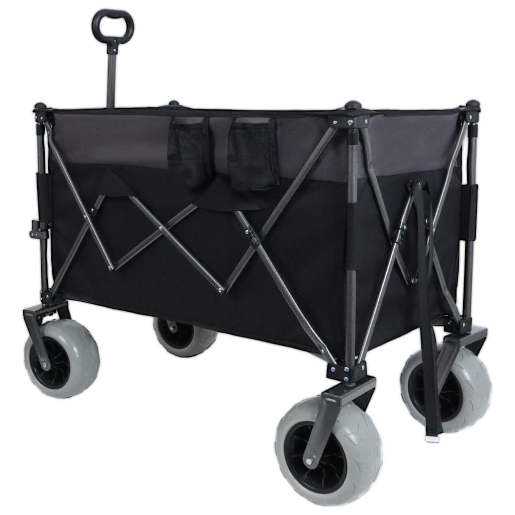 480lb Heavy-Duty Folding Wagon with 9"x4" Balloon Wheels - Includes Brakes, Pockets & Cup Holders