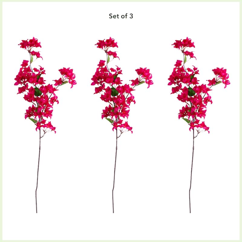 Bougainvillea Blossom Artificial Floral Stem Sprays - 47" - Pink - Set of 3