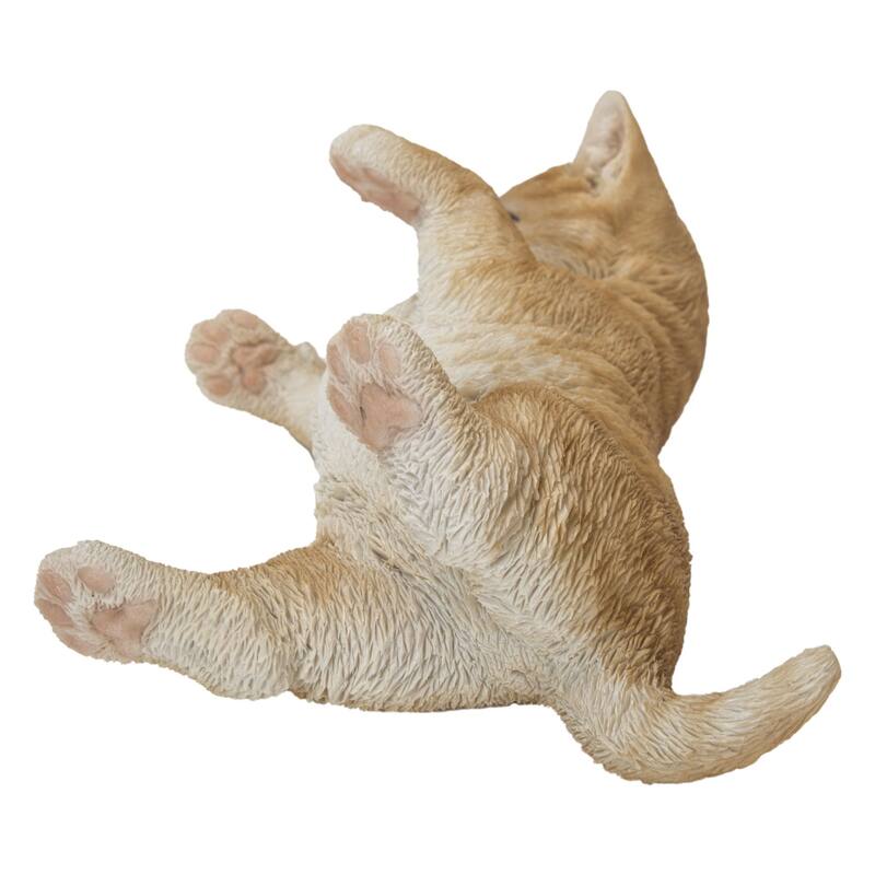 8.5" Lying Tabby Kitten Outdoor Garden Statue