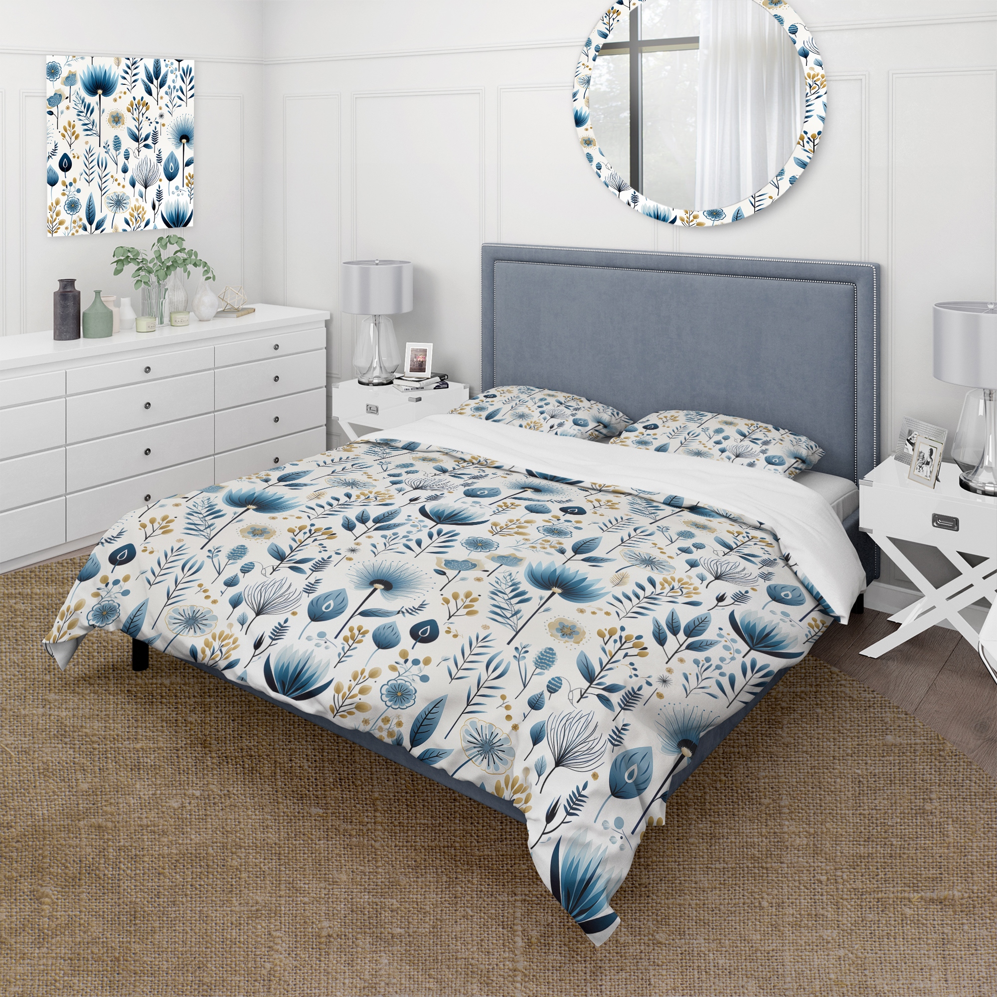 Blue and white shams cheap