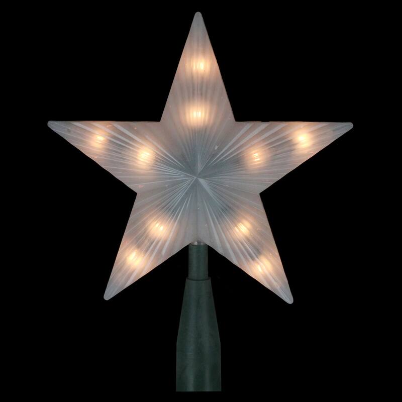 7" Lighted White Frosted 5-Point Star Christmas Tree Topper - Clear Lights - 7
