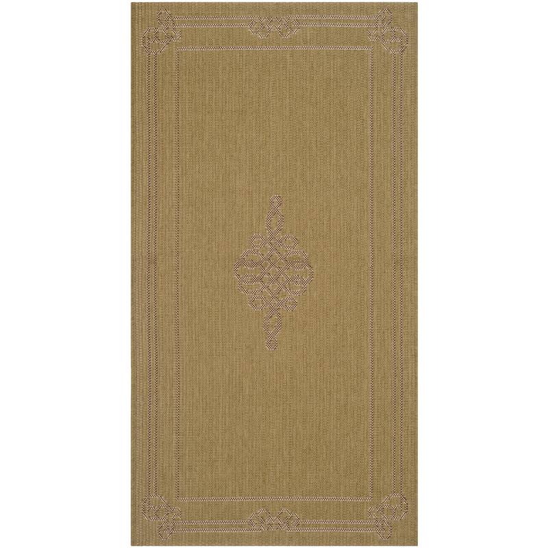 SAFAVIEH Courtyard Carma Indoor/ Outdoor Waterproof Patio Backyard Rug - 2'7" x 5' - Green/Creme