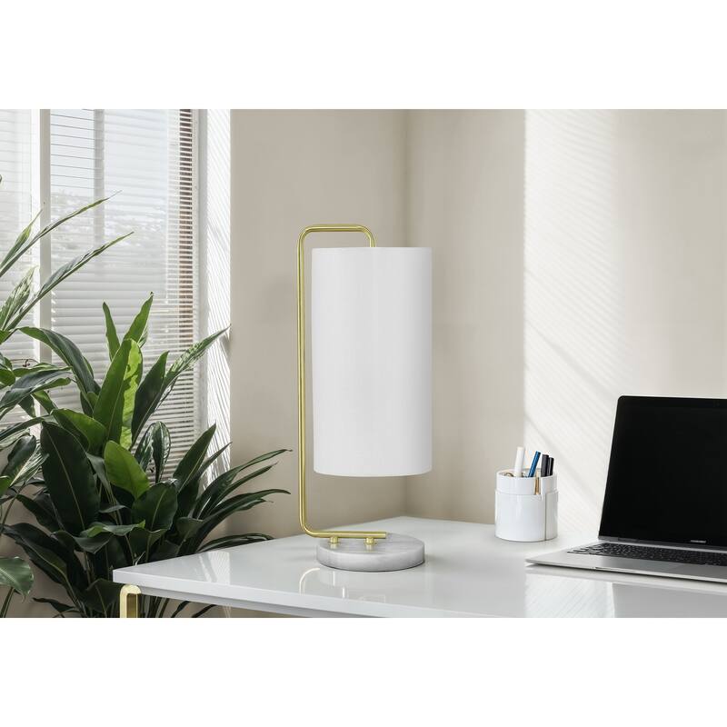 Lighting, 20"h, Table Lamp, White Marble, Ivory / Cream Shade, Contemporary - White