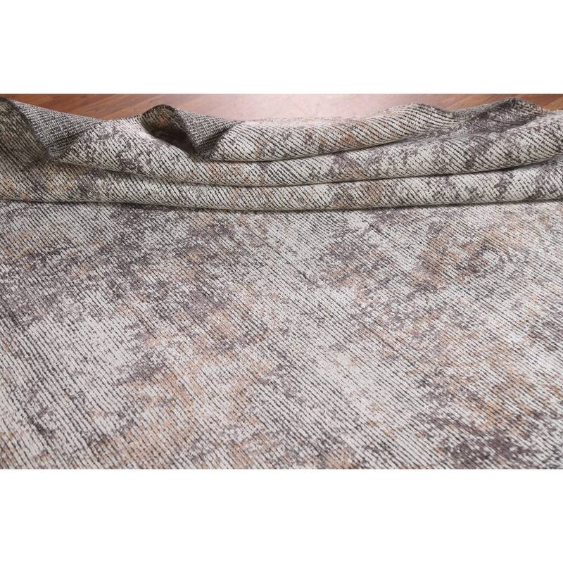 Beige Modern Abstract Area Rug Hand-Knotted Wool Carpet - 6'5"x 9'6"