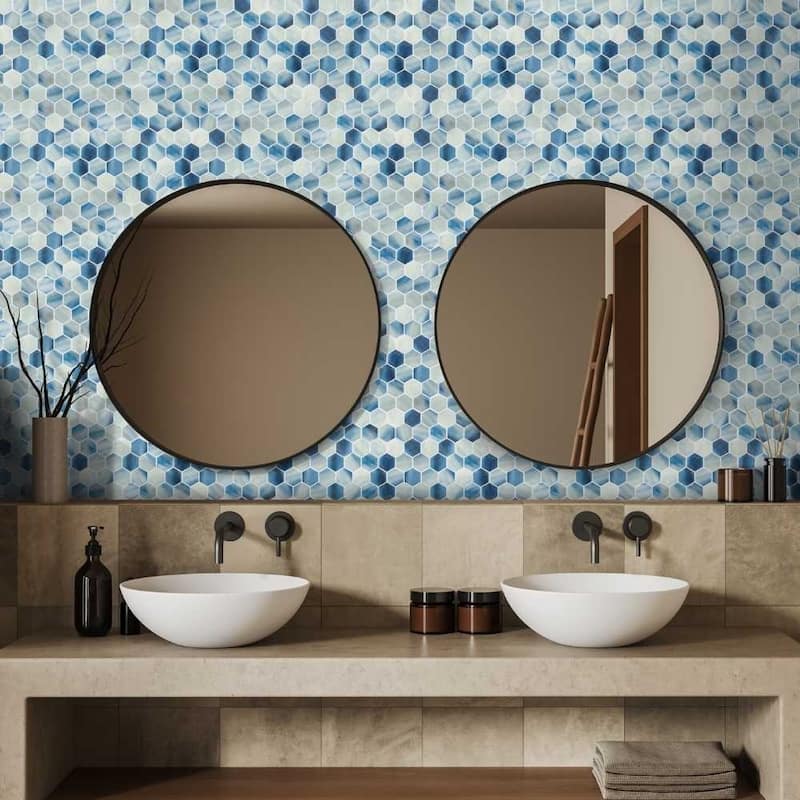 Eterna Hex 2x2 Glass Hexagon Mosaic Tile - Floor, Wall, Backsplash