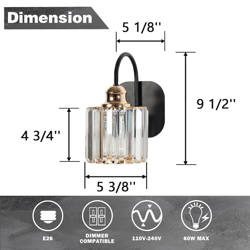 ExBrite Modern Rose Gold 1/2/3/4/5-light Bathroom Dimmable Crystal Vanity Lights Wall Sconces