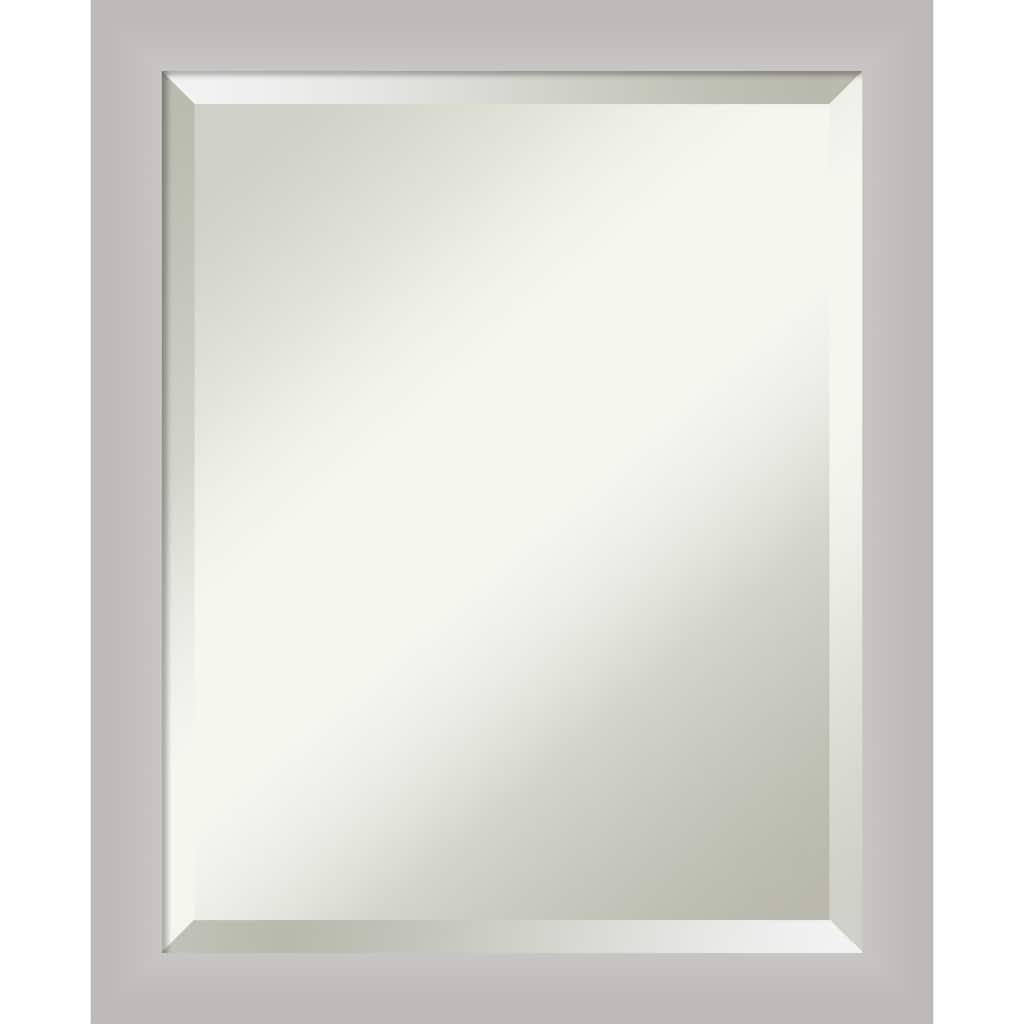 Beveled Wood Bathroom Wall Mirror - Low Luster Silver Frame - Low Luster Silver