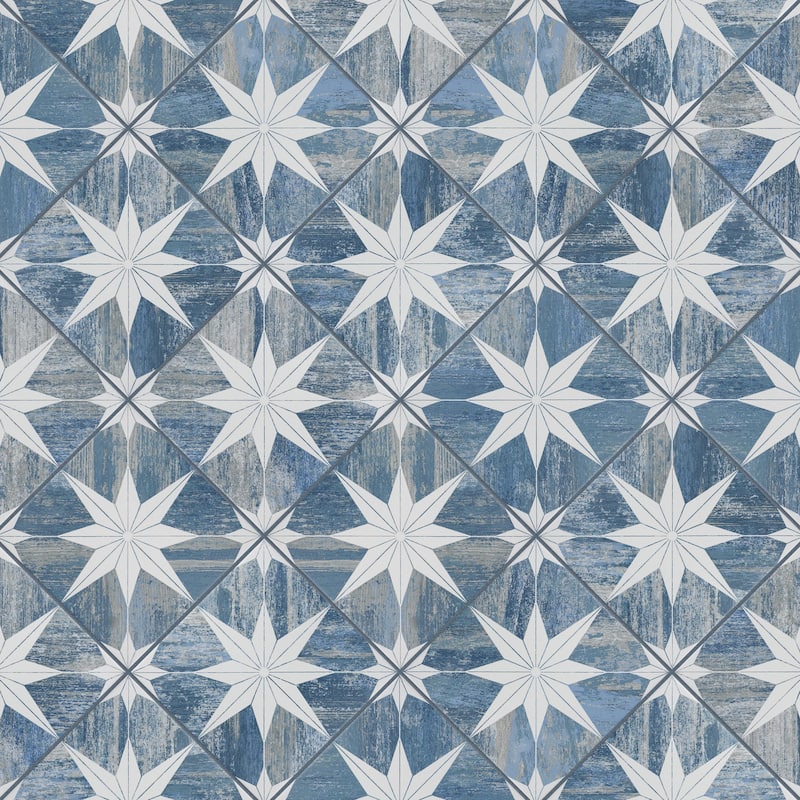 Merola Tile Cassis Stella Blue Day 9-3/4" x 9-3/4" Porcelain Floor and Wall Tile