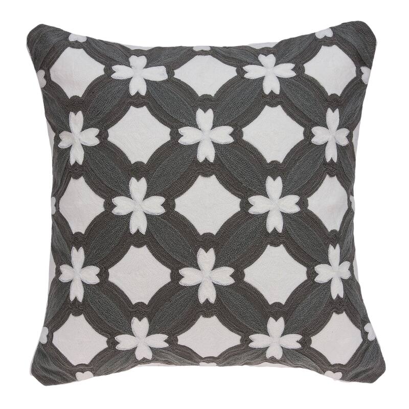 Quatrefoil Woven Square Throw Pillow - 20" - Gray and White