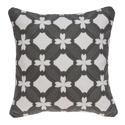 Quatrefoil Woven Square Throw Pillow - 20" - Gray and White
