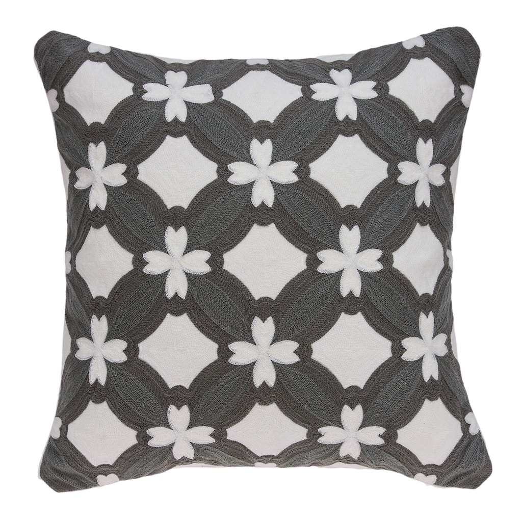 Quatrefoil Woven Square Throw Pillow - 20" - Gray and White