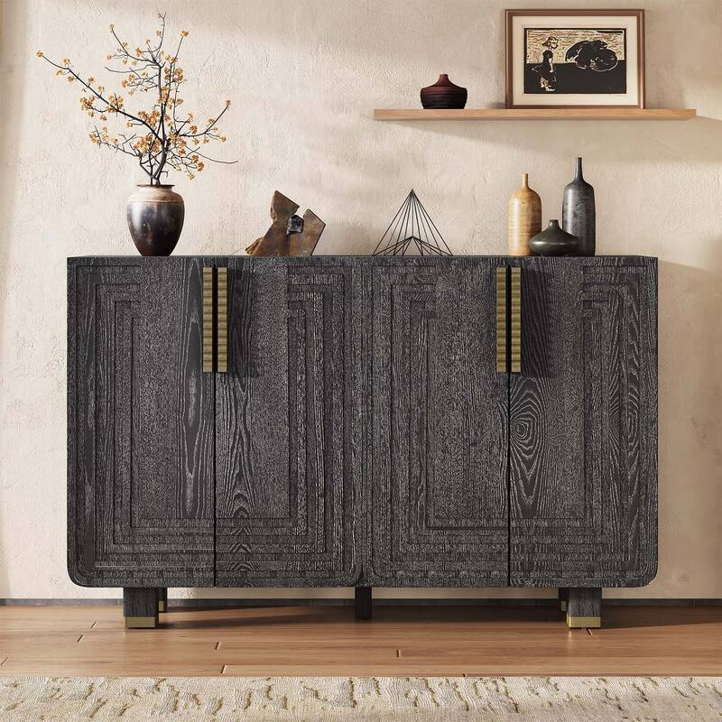 Retro Buffet Cabinet with Storage - Black