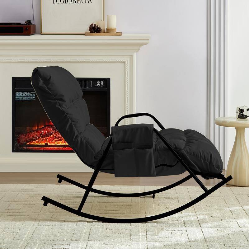 Mixoy Adjustable Widen Rocking Chair,Modern Lounge Nursery with Iron Frame
