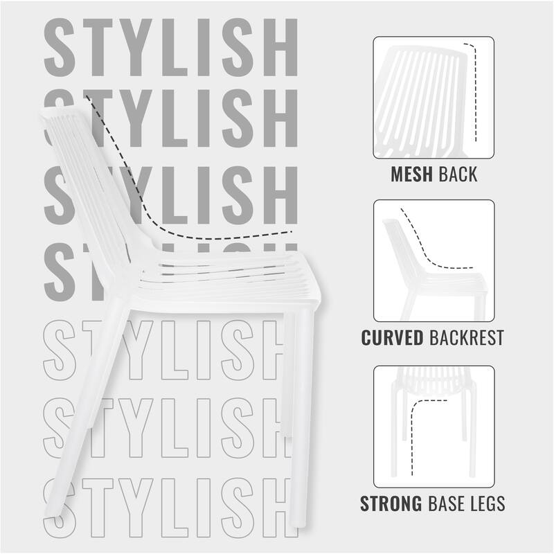 LeisureMod Acken Mid-Century Modern Plastic Dining Chair, Set of 4 - 30.7"