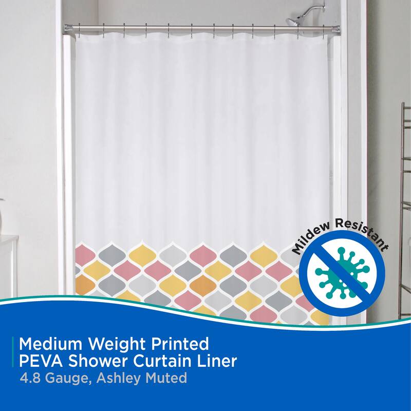 Kenney Medium Weight Decorative PEVA Shower Curtain Liner, 70" W x 72" H