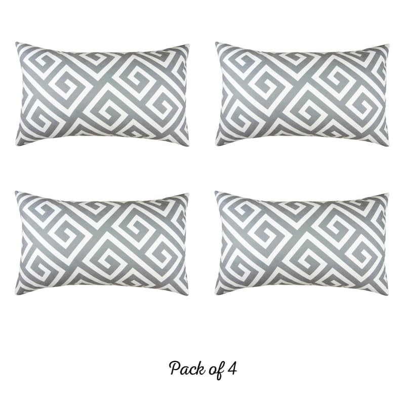 Greek Key Printed 12''x20'' Throw Pillow Cover (Set of 4)