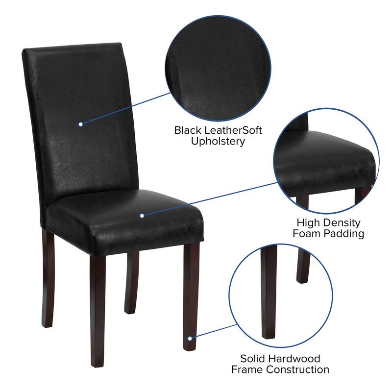 LeatherSoft Wood Parsons Chair (Set of 2)
