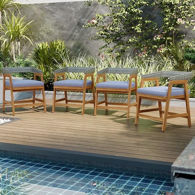 Costway Patio Chairs Set of 4 Outdoor Acacia Wood Dining Chairs with - See Details