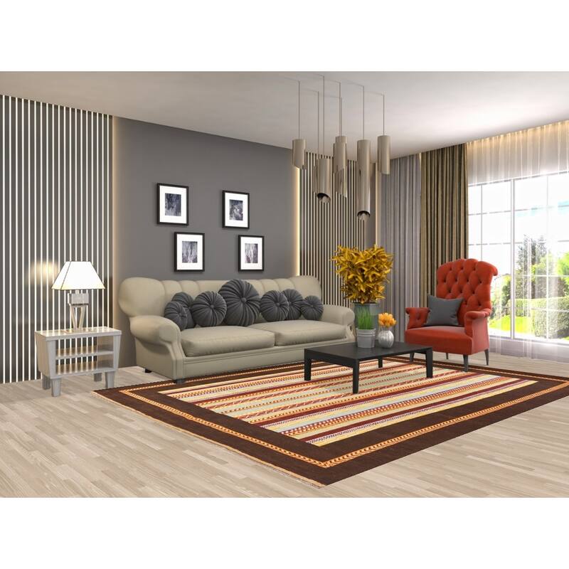 Vegetable Dye Moharramat Area Rug Hand-knotted Oriental Wool Carpet - 6'11" x 9'6"