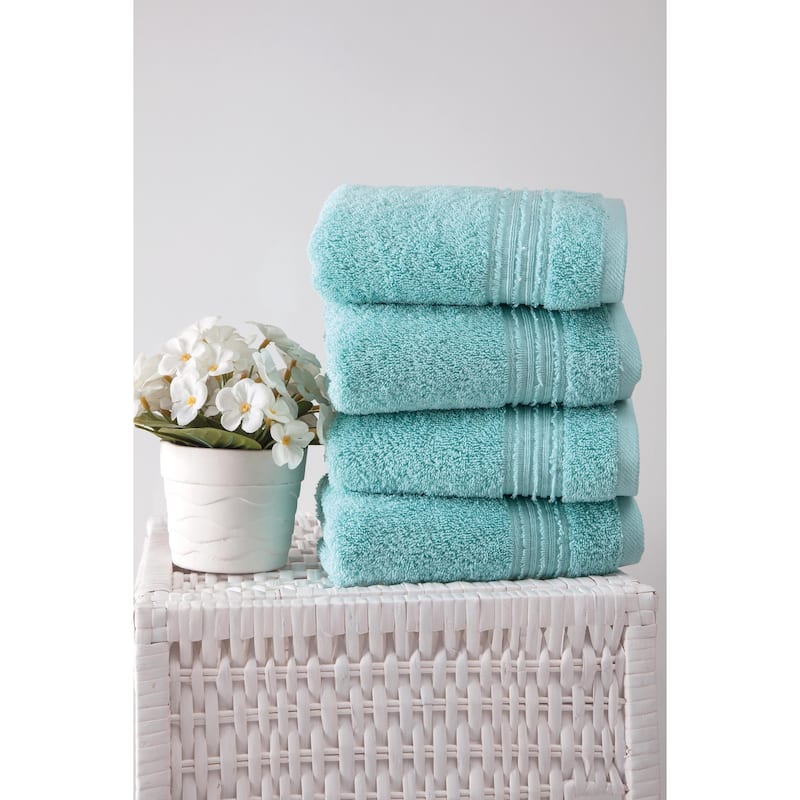 Ozan Premium Home 100% Genuine Turkish Cotton Cascade Hand Towel(Set of 4) - Aqua