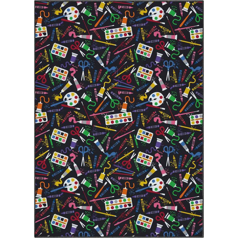 Crayola Art Supplies Black Abstract Area Rug By Well Woven