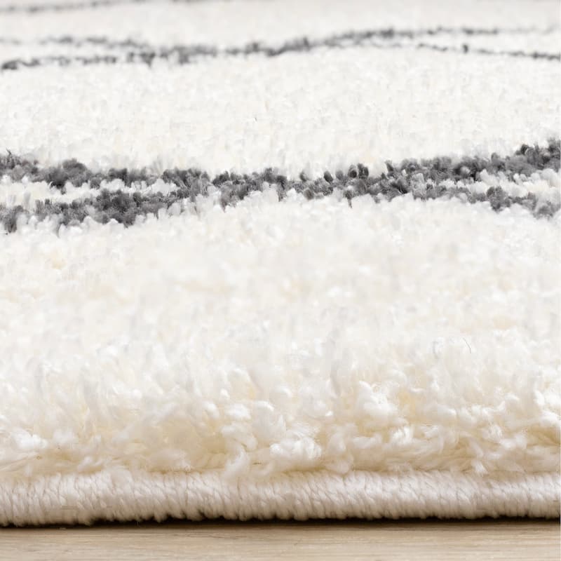 Fairmont Collection - Cream Grey Trellis Shag Area Rug