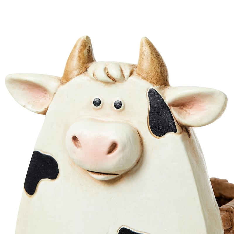 Glitzhome 13"H MGO Cute Sheep Cow Shape Statue Planter Pot Gift