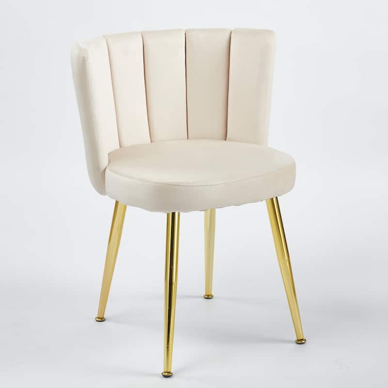 GDFStudio - Leclaie Modern Upholstered Dining Chair with Ergonomic Seat Cushion Backrest & Golden Legs, Set of 2 - 21.26"W