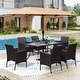 preview thumbnail 63 of 69, MAISON ARTS 7/8 Pieces Outdoor Patio Dining Set, 6 PE Rattan Chairs with Cushions and 1 Rectangle Metal Table
