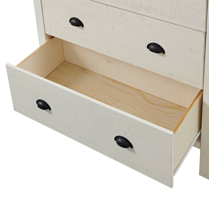 Arden 4-Piece Bedroom Set with King Bed, 2-Drawer Nightstand with Open Shelf, 5-Drawer Chest, 6-Drawer Dresser