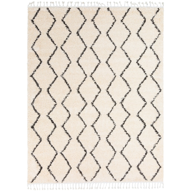 Livabliss Jada Moroccan Stripe Shag Area Rug