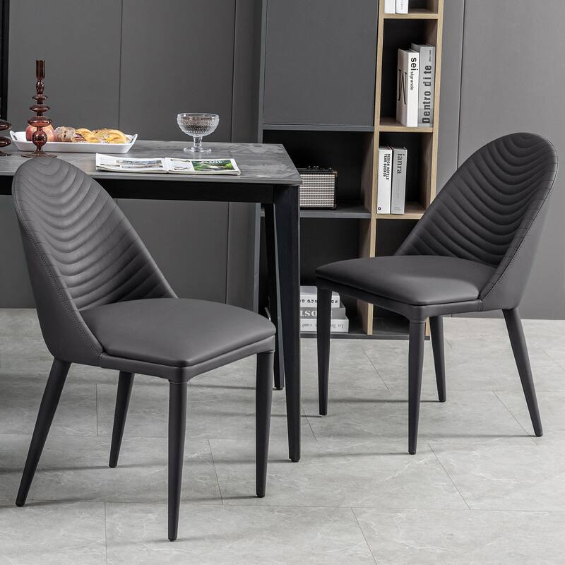 Fully Assembled Microfiber Leather Upholstered Dining Chairs, Set of 2 - 22.44"D x 18.5"W x 32.28"H