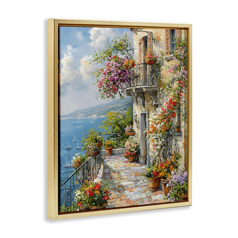 Stupell Botanical Lined Seaside Framed Floater Canvas Wall Art Design By Franklyn Gregory